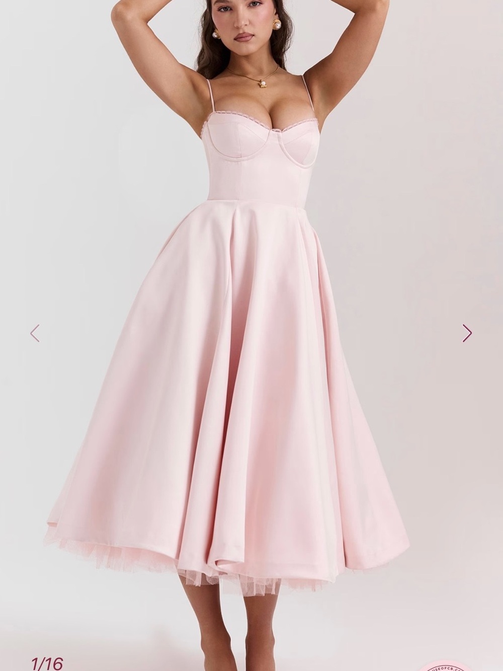 House of CB Blush Pink Midi Fit-and-Flare Dress